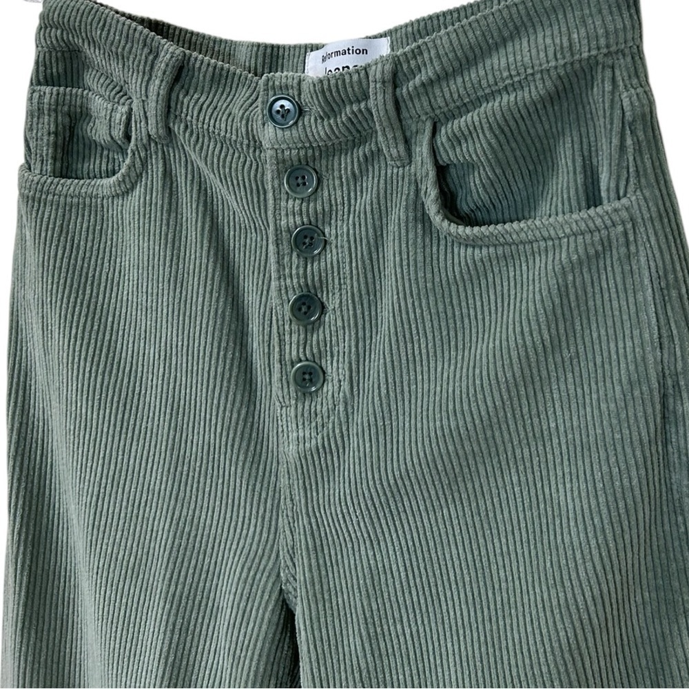 Reformation - Women’s  ‘Cynthia’ Straight Corduroy Pants in Moss Green, Size 27 - Picture 13 of 13